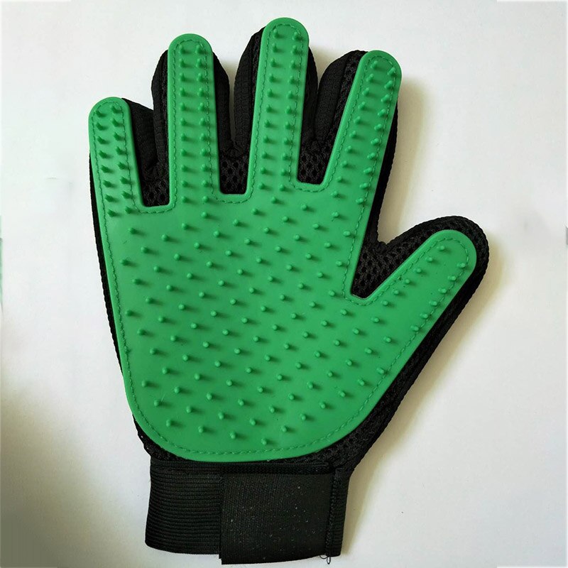 Pet Glove Cat Grooming Glove Pet Deshedding Brush Glove for Cats Dog Hair Remove Brush Dog Cleaning Combs Massage Gloves: Green / Left hand