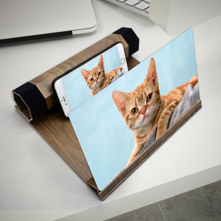 12 Inch 3D Gsm-scherm Hd Vergrootglas Smartphone Movie Video Vergroten Versterker Smartphone Stand: Coffee