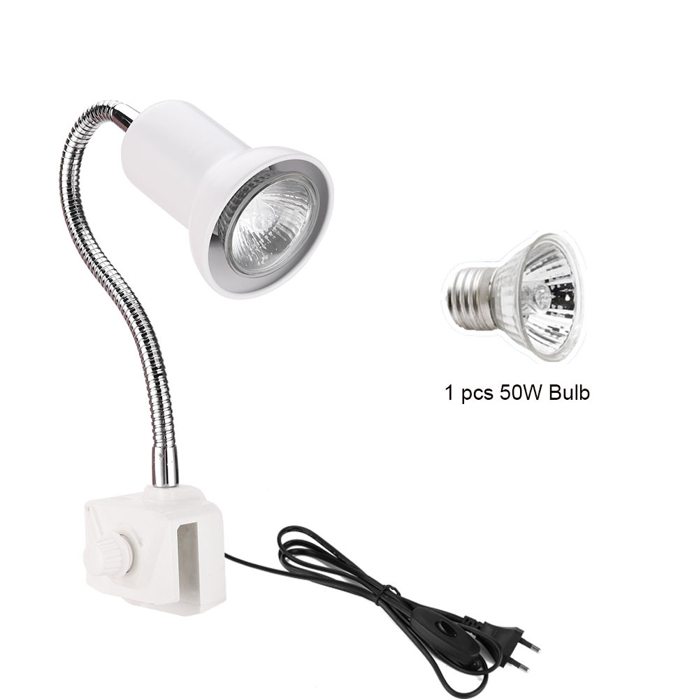 Reptile Heat Lamp Clip-on UVB Turtle Aquarium Basking Heat Light Reptile Lamp with Fixture for Lizard Turtle Snake: 50W EU PLUG