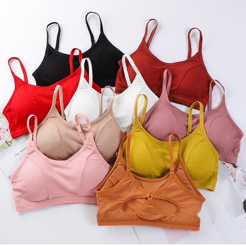Cotton Sport Bra Underwear Women Solid Fitness Lingerie Streetwear Bralette Tube Top Seamless Yoga Crop Top Vest for Female