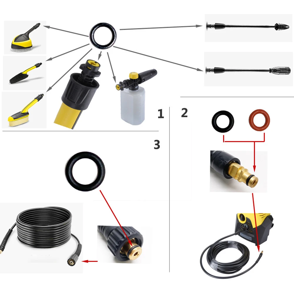 22 Uds para Karcher K2 K3 K4 K5 K6 K7 boquilla de lavadora de alta presión junta tórica sello C Clip Set 2,640-729.0 piezas de arandelas a presión