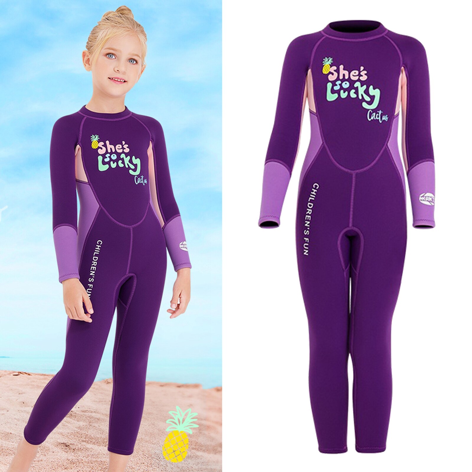 Bañador de neopreno de una pieza para niños y niñas traje de baño de manga larga de cuerpo completo para surfear, traje de baño de playa, traje de neopreno de 2,5mm
