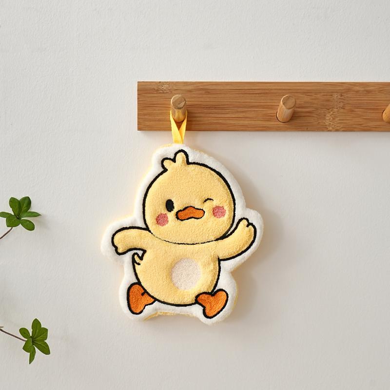 Handdoeken Leuke eend hangende handdoek Keuken Badkamer Gans Badbal Zachte absorberende microvezeldoek Cartoon kinderhanddoeken: zwart