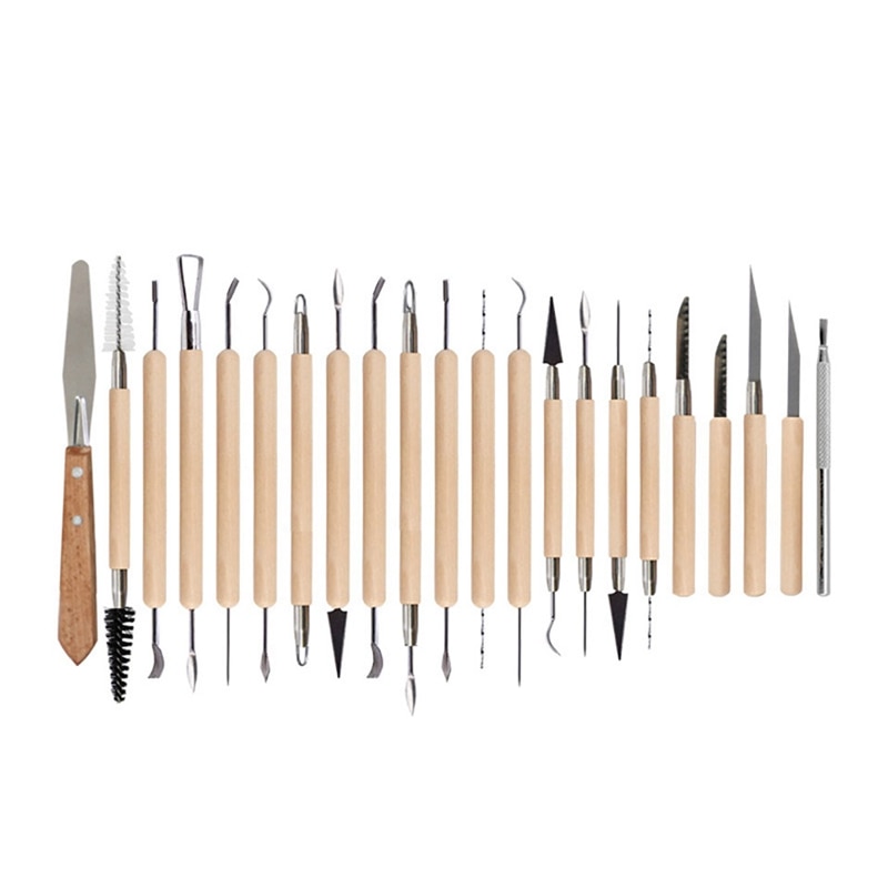45 Pcs Pottery Clay Sculpting Tool Sets For Beginners Art Crafts Wooden Handle Modeling Ceramic Clay Tools