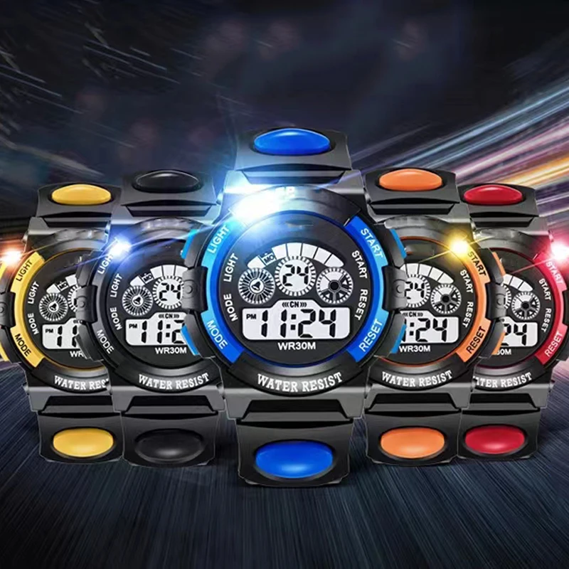 Relojes luminosos para niños LED colorido Flash Digital alarma impermeable para niños niñas fecha semana reloj de para niños