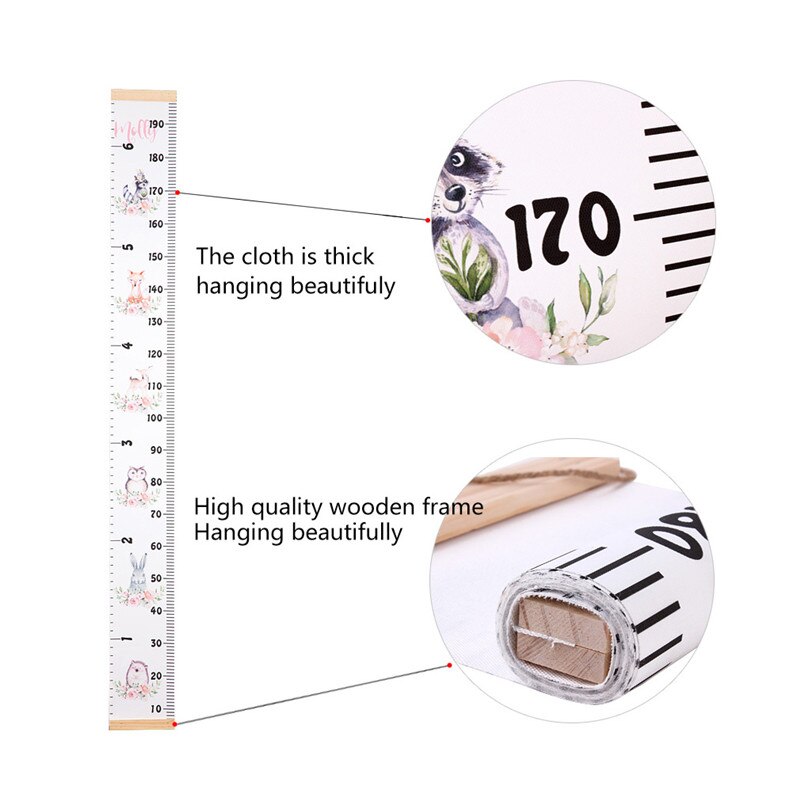Props Wooden Wall Hanging Baby Height Measure Ruler Wall Sticker Decorative Child Kids Growth Chart for Bedroom Home Decoration
