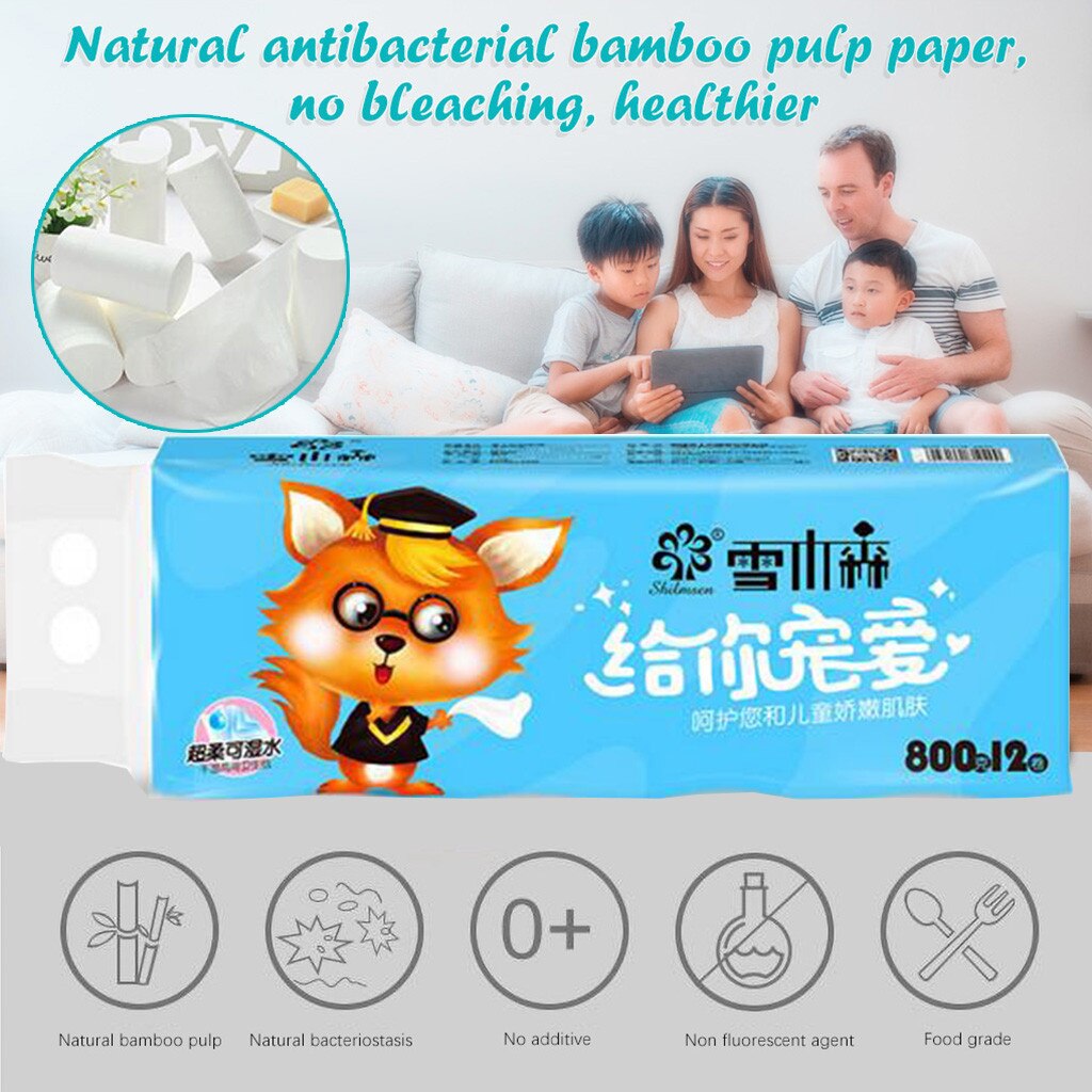 12pcs Roll Paper Tissue Paper Roll 4 Layer Thickened Household Paper toilet paper rolls pack rolling paper D325