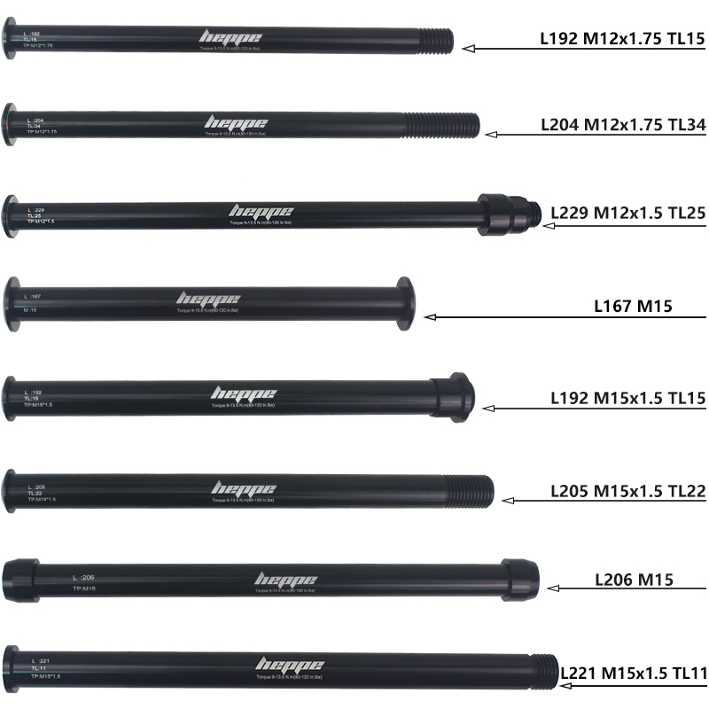 HEPPE Bike Thru Achse Vorne Gabel Welle Spieße Fett Bike Hinten Hub Steckachse 15x14 2/148 15x10 0/110 MTB Schnell release M15xP 1,5