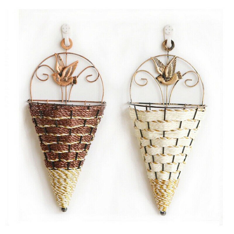 Natural Wicker Hanging Flower Basket Pot Garden Rattan Decor Wall Planter Plant Home Basket Hanging Pot Planter Rattan Vase Box