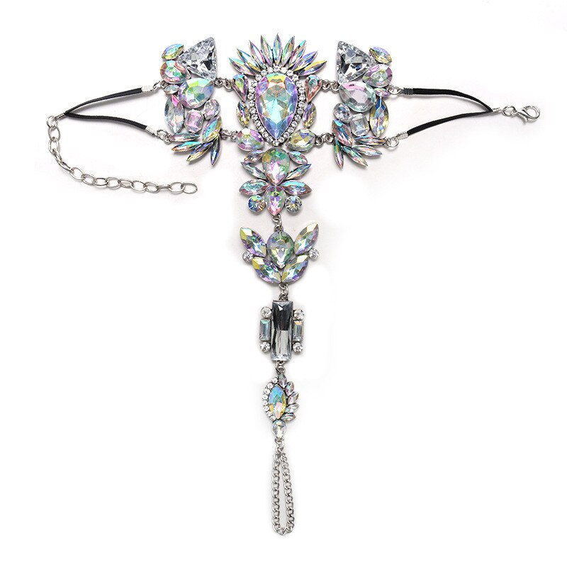 Enkelbanden Voor Vrouwen Rhinestones Gem Bloem Hanger Enkel Barefoot Sandal Foot Sieraden Enkelband Accesorios Mujer # D35