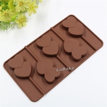 5 holtes dubbele hart chocolade lolly cakevorm popsicle fondant candy pop mould diy bakkerij molde