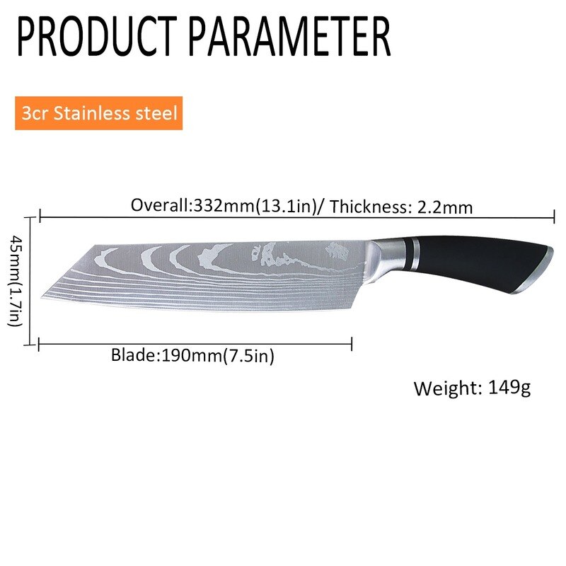 Chef Knife 8Inch Damascus Chef Knife Japanese Knife Stainless Steel Kitchen Tool Santoku Meat Cleaver Kitchen Knife