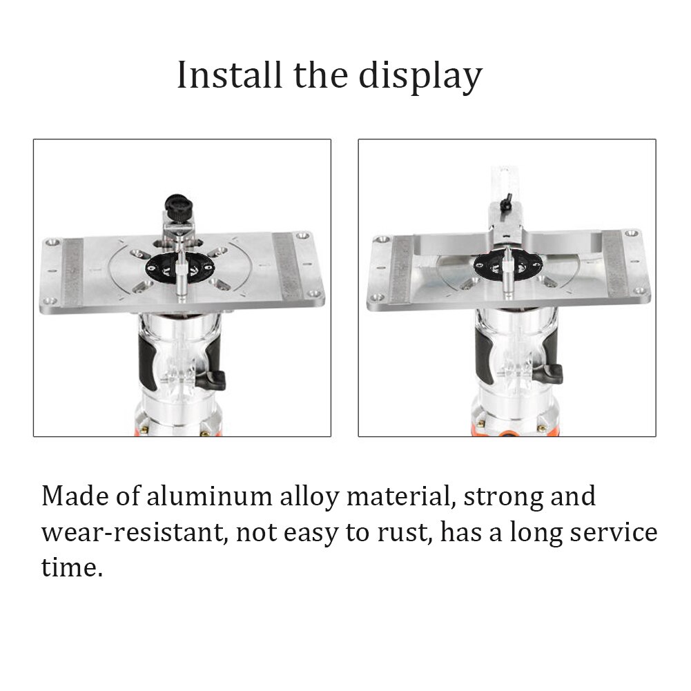Aluminum Alloy Router Table Insert Plate Trimming Machine Engraving Tool Flip Board Woodworking Benches with 4 Rings Woodworking