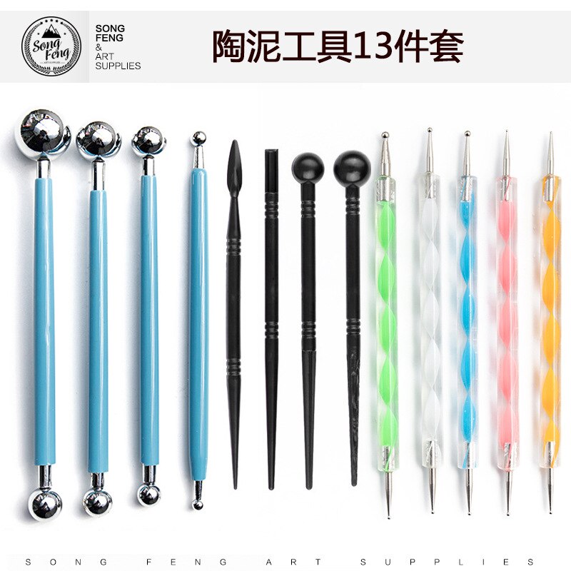 13 Pieces Set Pottery Tools Clay Sculpture Pottery Tools Multi-specification Stipple Carving Combination Art Supplies Set Tools