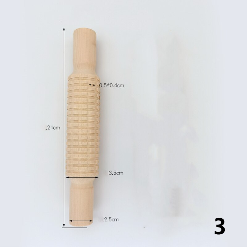 Rodillo de textura de madera para cerámica, herramientas prensadas de celosía a rayas, rodillo de barro en relieve, bricolaje: 3-1PCS