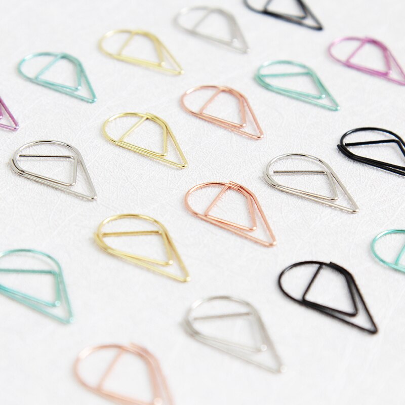 200PCS Cute Teardrop Smooth Stainless Steel Shaped Paper Clips for Office Wedding Women G