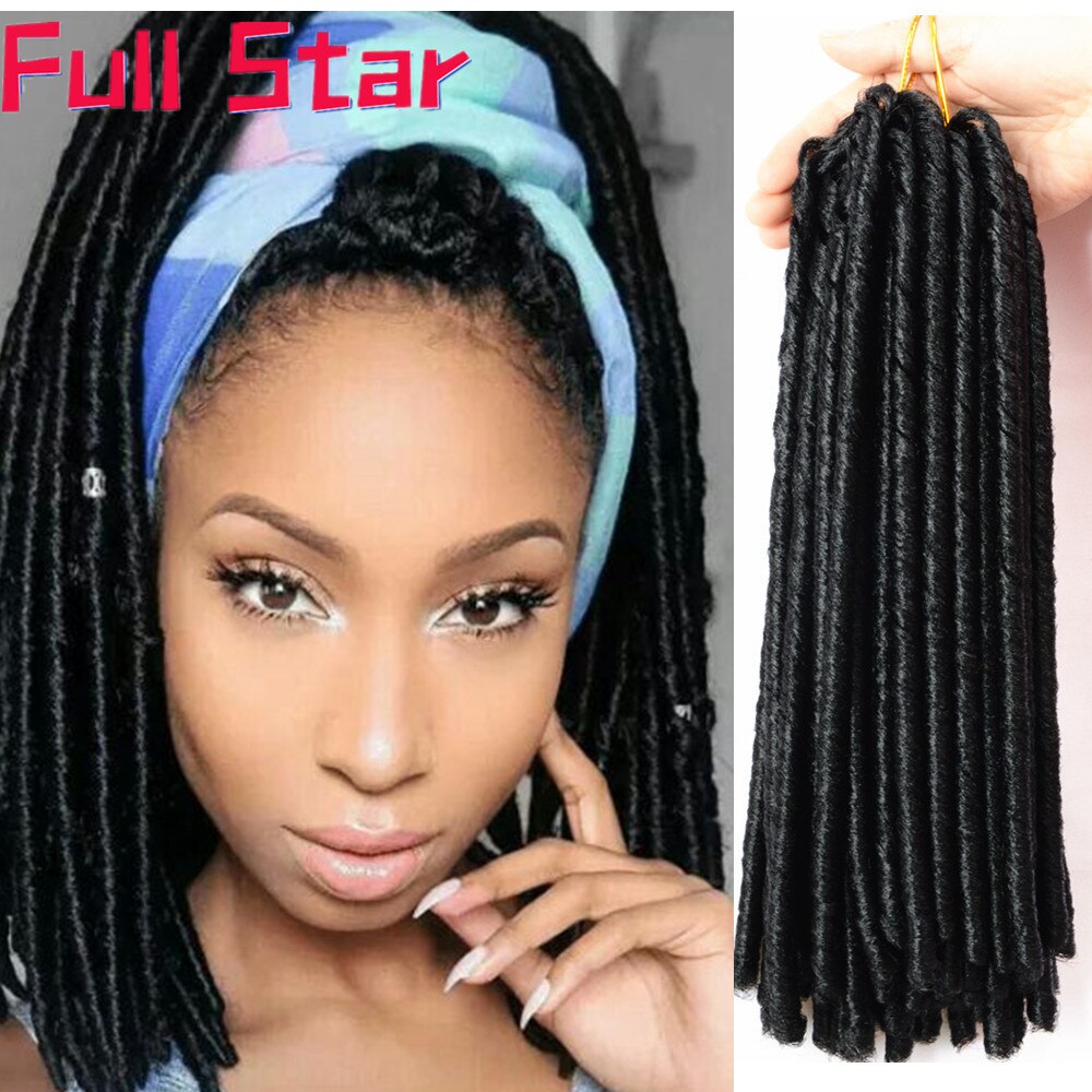 Full star 14''faux locs heklet hår mykt og lette dreadlocks hekle fletter syntetisk heklet hårforlengelse 15 tråder/pakning