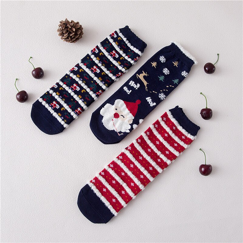 Women Socks Winter Warm Christmas Stereo Socks Cotton Cute Santa Claus Deer Socks Xmas Christmas Socks for girls
