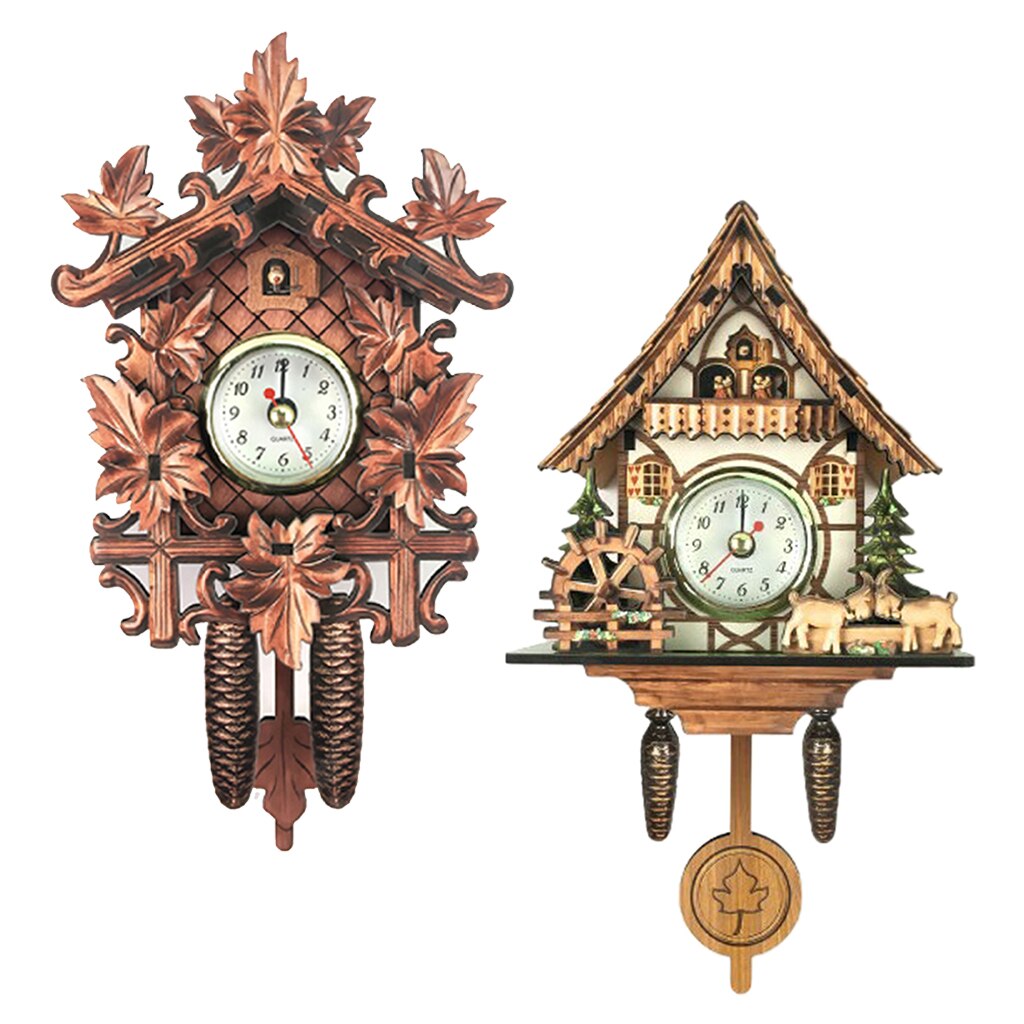 2pz Antico Disegno Orologio A Cucù Movimento Al Quarzo Orologio Da Parete Artigianato Decorativi