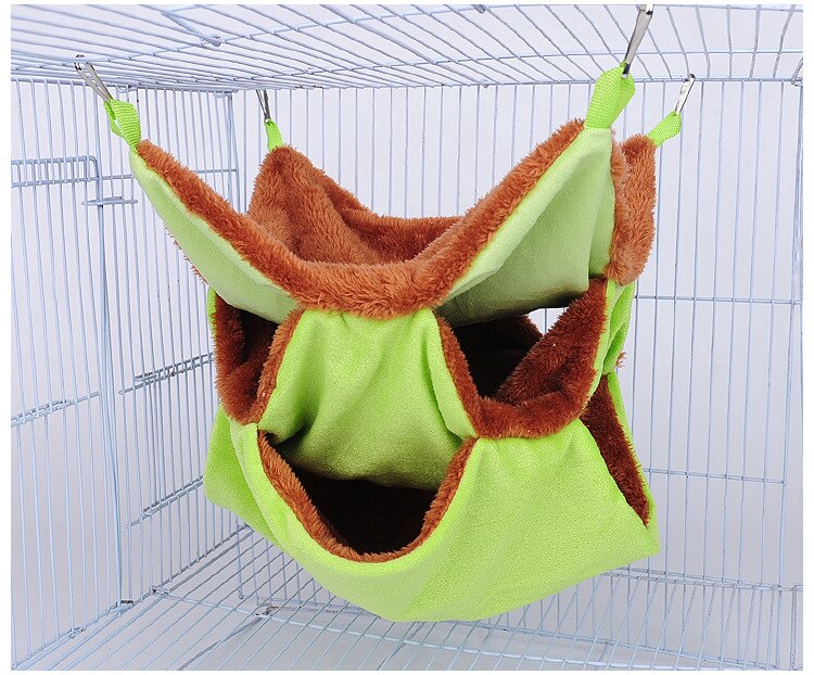 Peluche labirinto a tre livelli di cricchetto per animali domestici mantenere caldo appeso criceto sacco a pelo strumento gatto cricchetto: verde