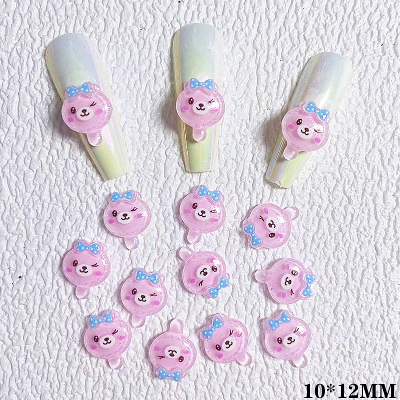 10 stks Cartoon Bunny Nail Art Charm 3D Snoep Kleur Hars Cartoon Dier Lollipop Nageldecoratie Korea Kawaii Nagelaccessoires: Donker Geel