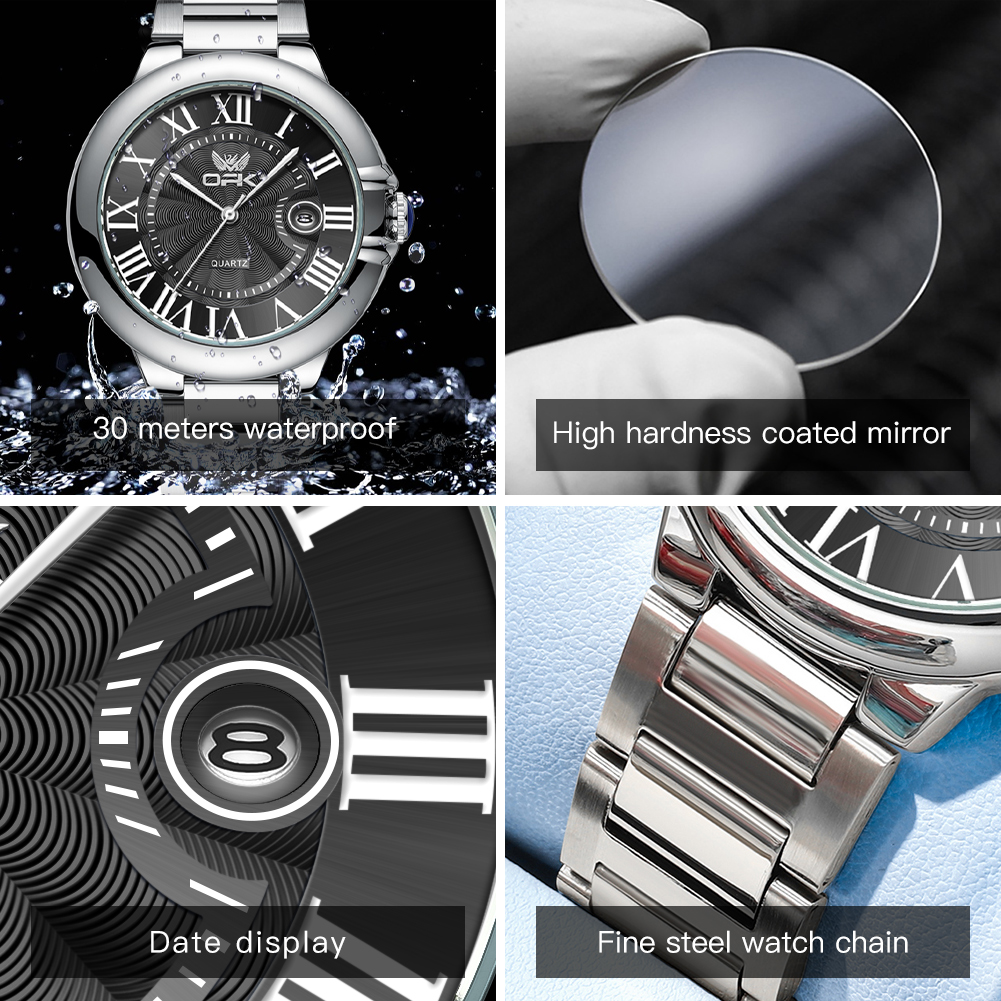 OPK 6039 Herenhorloge Origineel Quartz Horloge Waterdicht Lichtgevende Horloges Voor Man Automatische Datum Horloge Met Doos Reloj Hombre