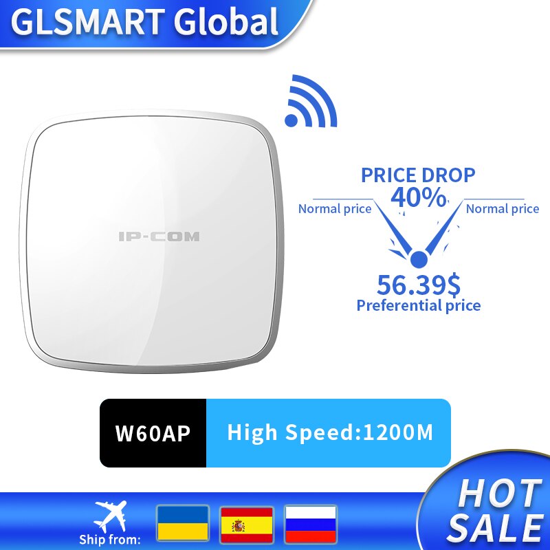 IP-COM W60AP Indoor Wireless Dual Band AP1200M 11AC Draadloze Access Point Ondersteuning Poe Hele Dekking High Gain Antenne Ap Panel