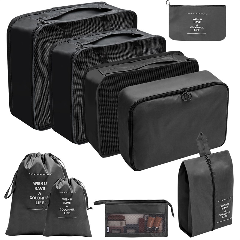 7/8/9/10 Pcs Set Reise Veranstalter Lagerung Taschen Koffer Verpackung Würfel Set Fällen Tragbare Gepäck Kleidung Schuh ordentlich Beutel Falten: Gold