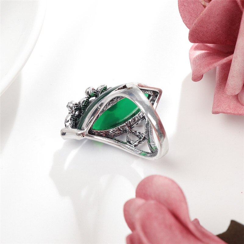 Jahrgang Oval Grün Zirkon Ethnische Ringe Für Frauen Zubehör groß Ringe Schwarz Kristall Partei Ring Damen Weibliche Frauen Hochzeit Ring