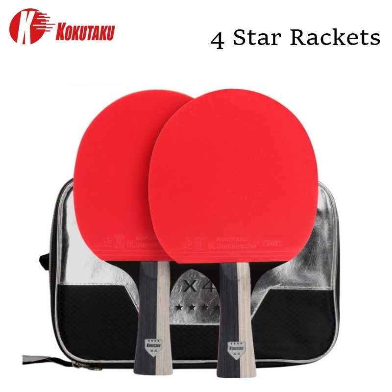 Raqueta de tenis de mesa con certificación ITTF, 2 uds, KOKUTAKU X4 X5 X6, raqueta de Ping Pong, pala de carbono, espinillas de goma