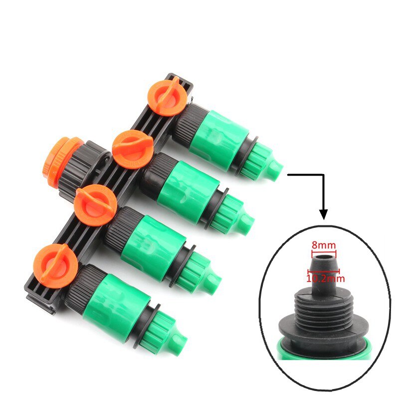 1 Set 4-Way Shunt Water Diverter 1/2" 3/4" 1" Thread Quick Connector Drip Garden Irrigation 4/7 8/11 12mm Hose Fitting: Valve-8l11mm