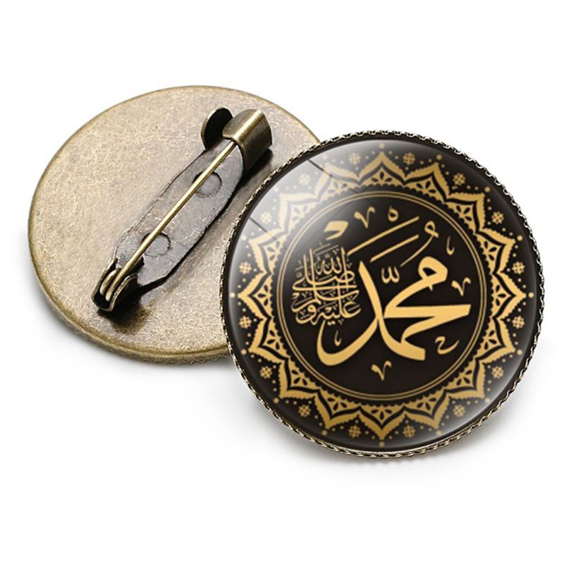 Metaal Glas Broche Vrouwen Charmant Kraag Pin Badge Moslim Islam Allah Sieraden Accessoires: 1