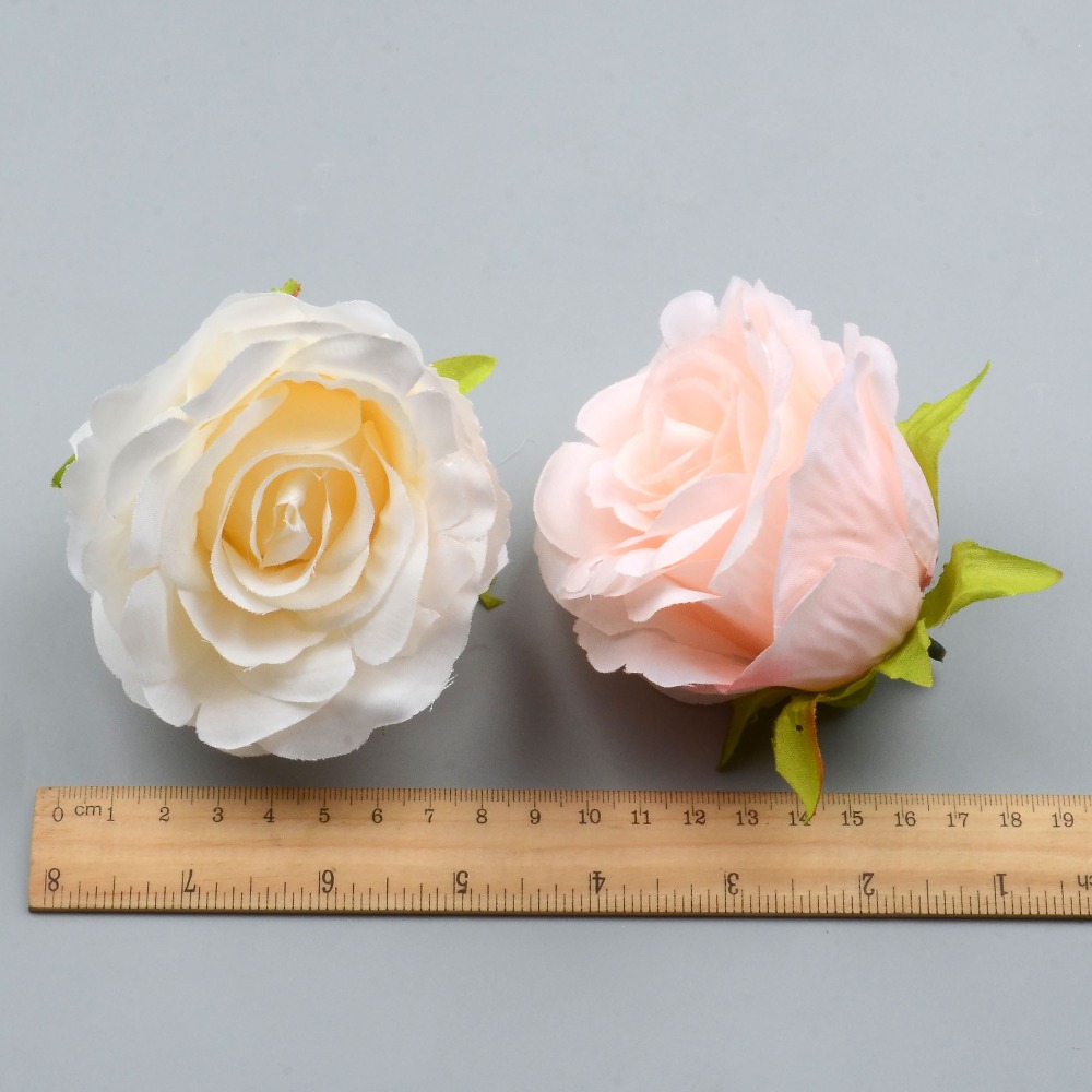 30 stk silkeblomstrende lyserøde hvide roser kunstigt blomsterhoved til bryllupsdekoration gør-det-selv-krans scrapbog stor håndværksblomst