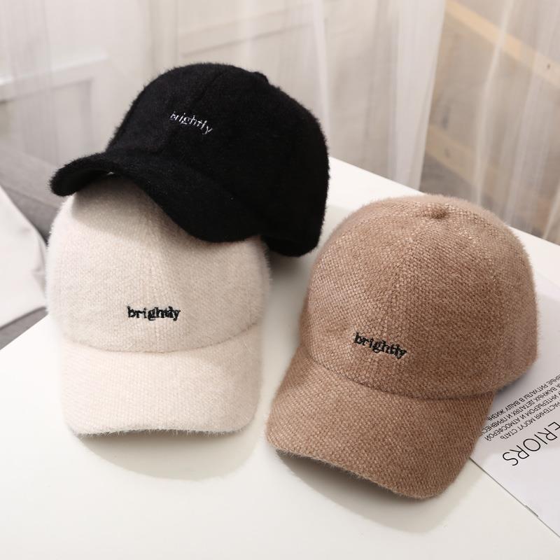 Hoed Vrouwen Herfst Winter Pet Student Koreaanse Stijl Alle-Match Brieven Baseball Cap Pluche Verdikte Warm hoed