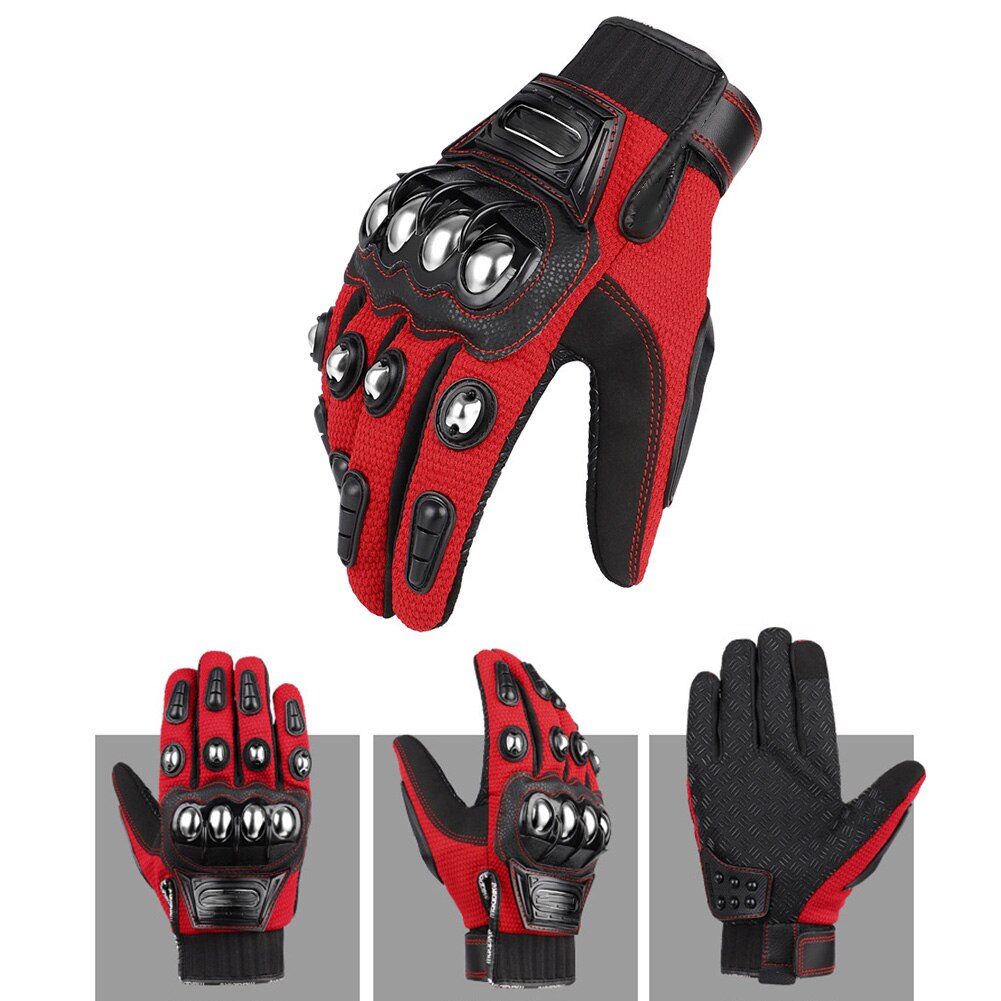 1pair Alloy Steel Touch Screen Accessories Durable Motorcycle Gloves Protective Gear Ergonomic Racing Full Finger Anti Slip