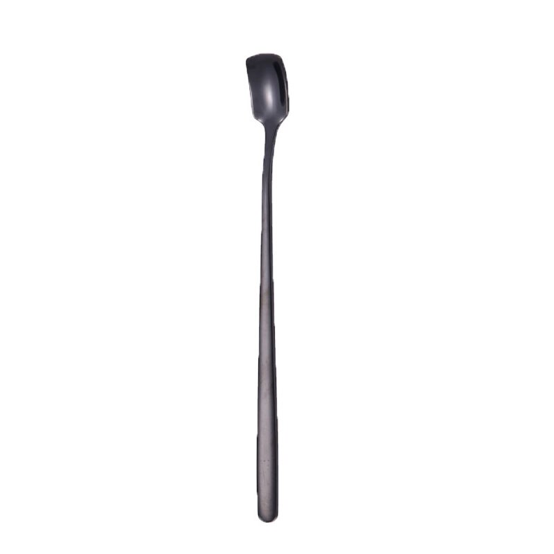 304 rostfrei Stahl Kuppel Nachtisch Löffel bunt lang handhaben Bar Platz Scoop Honig Kaffee Aufsehen Becher Dekor Geschirr 17cm lang: Schwarz