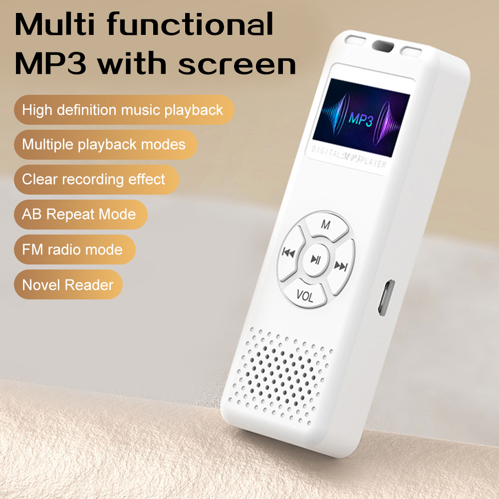 Grabadora de voz Digital portátil, Mini reproductor de MP3, reproductor de música HiFi, altavoz incorporado, dictáfono de MP3, grabación WAV