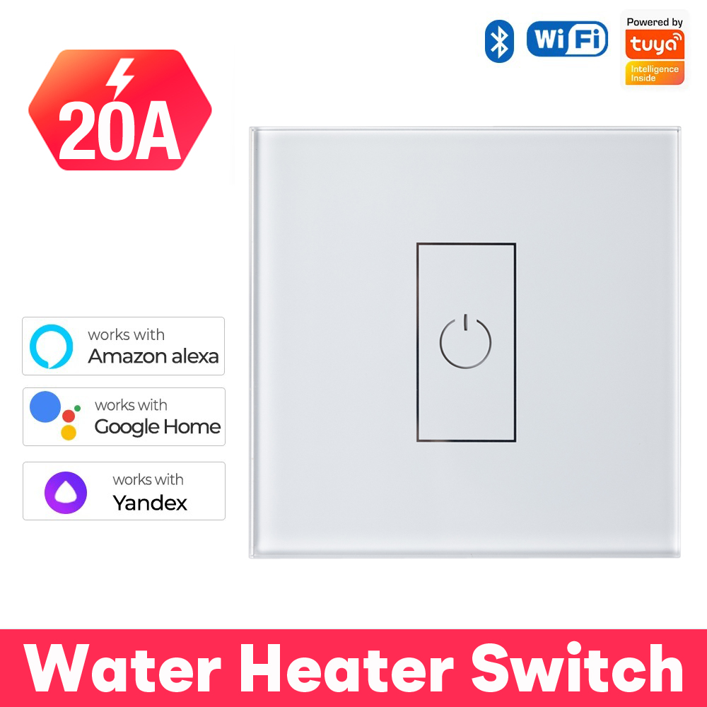 Wifi Smart Boiler Schakelaar Boiler Stroomonderbreker Touch Panel Timer Spraakafstandsbediening Werkt met Alexa Google Home: Black