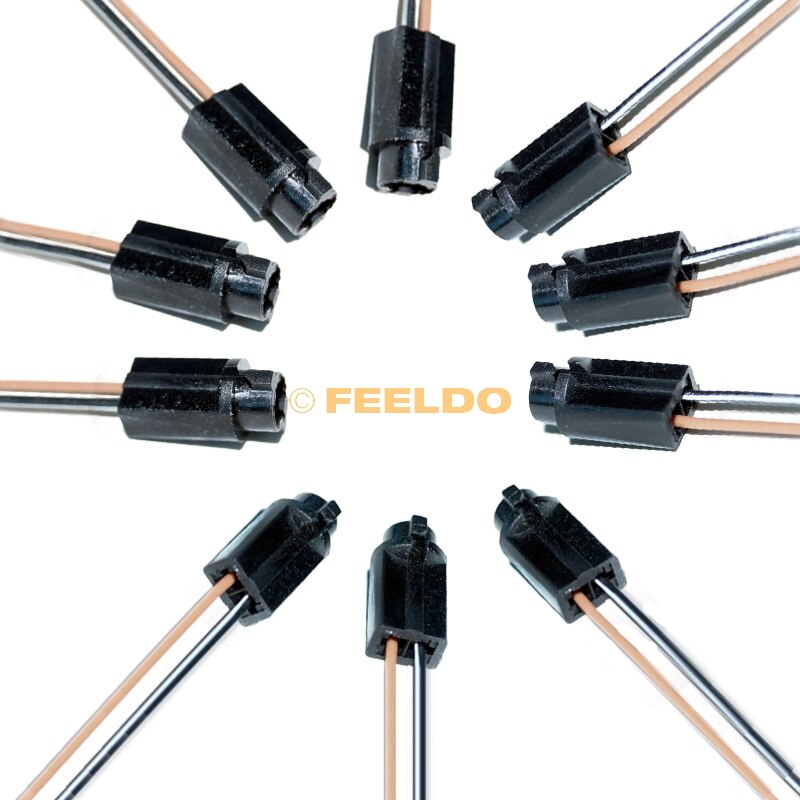 FEELDO 2pcs T5 Car LED Bulb Socket Holder Adapter Harness Plugs #HQ3816