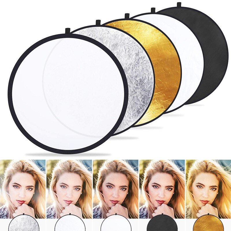 5 In 1 60Cm Fotografie Reflector Licht Barrière Opvouwbare Zacht Licht Plaat Vijf Verschillende Reflecterende Oppervlakken Met Draagtas