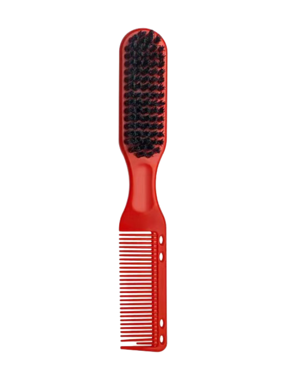 Cepillo de peluquero de doble cara, peine negro pequeño para peinar el cabello, afeitado, Barba, salón, tallado, plumero, cepillo de limpieza: Rojo