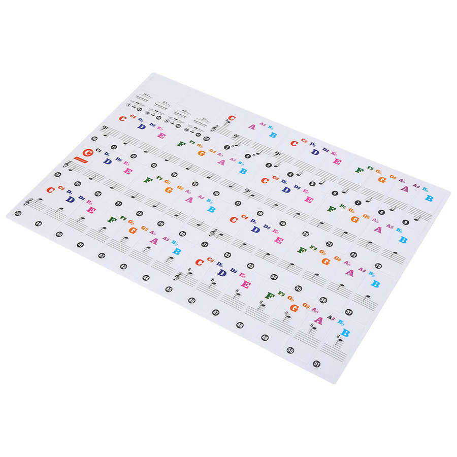 Autocollants de Notes de musique de clavier de Piano amovibles en PVC (pour 66/88 touches) autocollants de Notes de lettre de Piano de couleur autocollant de spectre de Piano