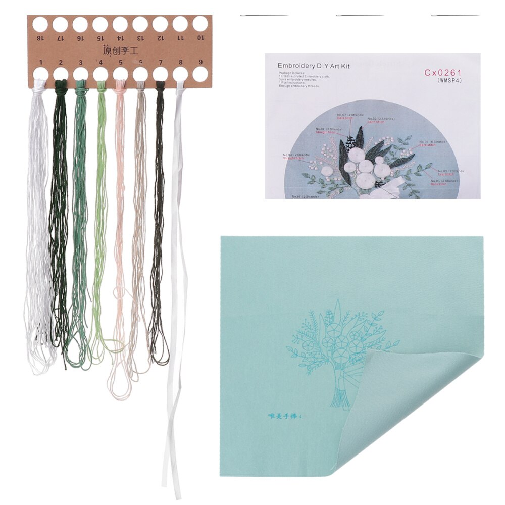 1 Pack Embroidery Accessories Kit Bouquet Flower Style DIY Cross Stitch Set Cloth Needles Thread Accessories Embroidery Art Craf