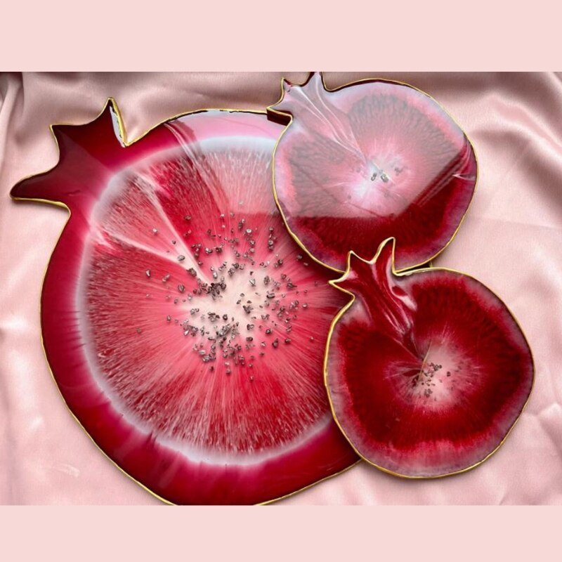 Granatapfel-geode untersetzer aus achat-epoxidharz, handgefertigte tassenmatte, becherunterlage, silikonform, diy-bastelarbeiten, heimdekorationen, gießen