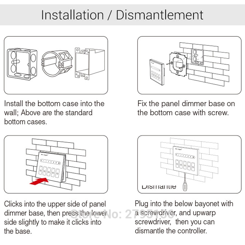 L4 touch led strip dimmer switch 220v Wall-mounted Panel Dimmers of light signal output 4-Channel 0~10V controller for led lamp