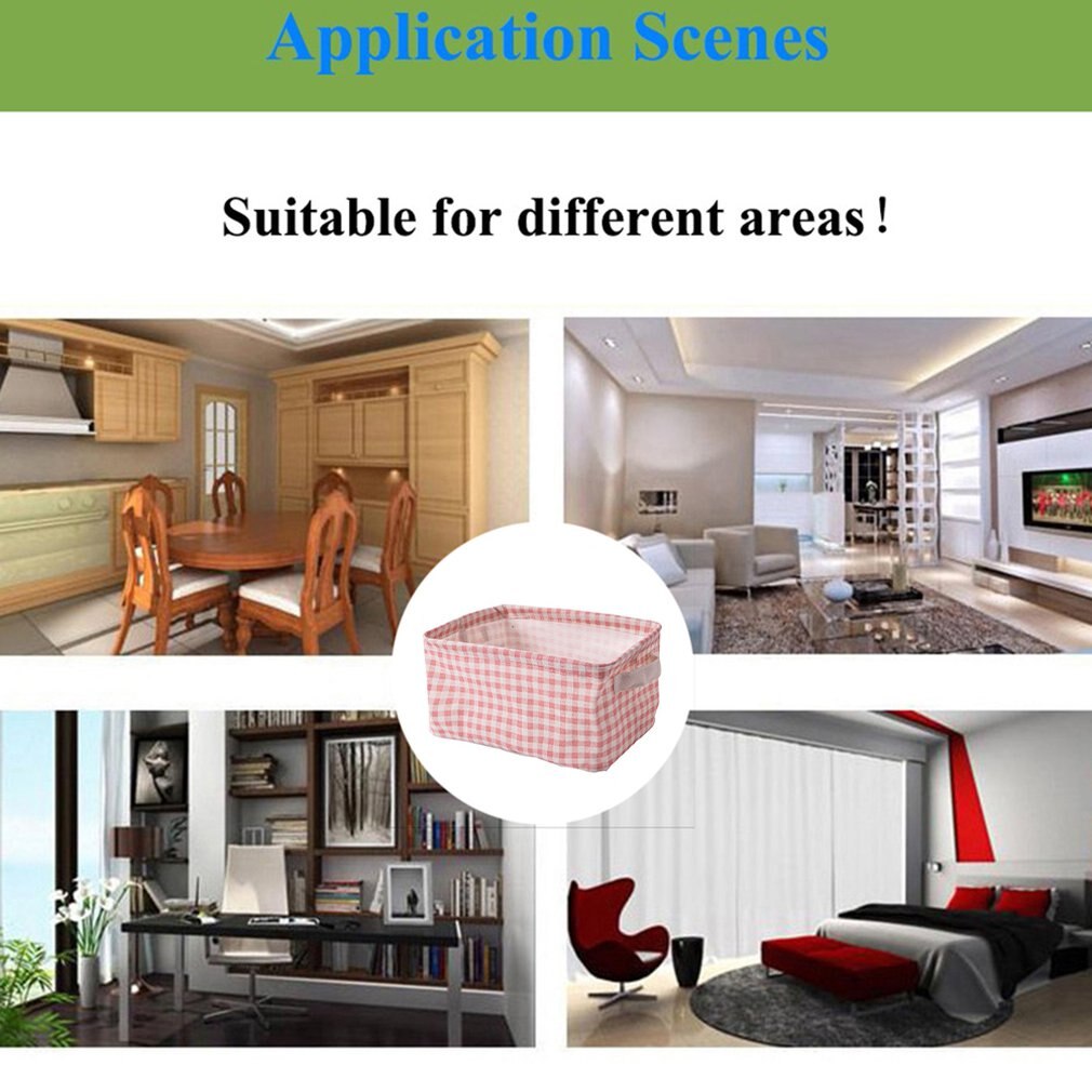 Desktop Girly Small Objects Cute Pink Plaid Fabric Storage Basket Cosmetics Sundries Storage Basket Snack Box