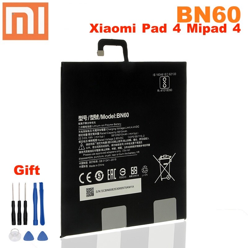 BN60 5810Mah Xiaomi Originele Batterij Voor Xiaomi Mi Pad 4 Hoge Capaciteit Tablet Pc Batterij Met Gratis Tools