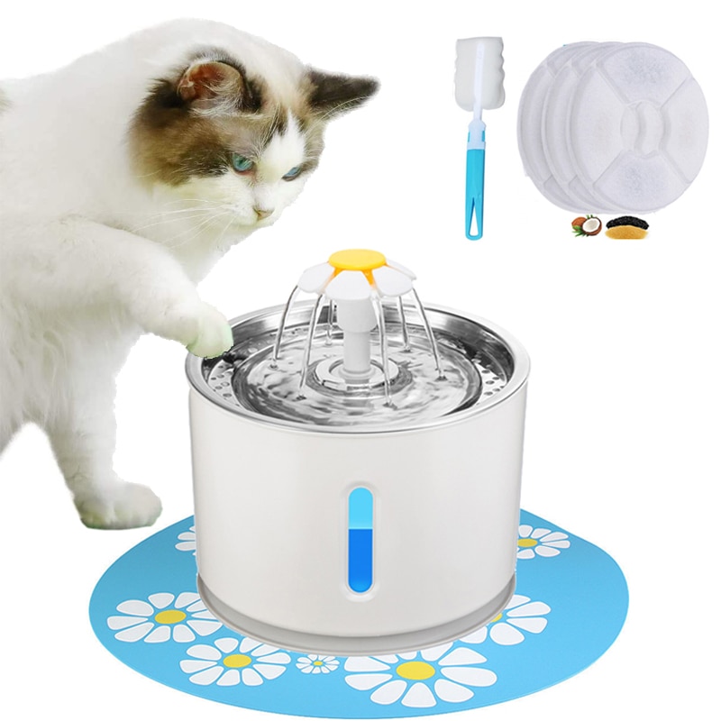 Automatic Water Fountainer Pet Cat Dispenser USB LED 2.4L Ultra Quiet Dog Drinking Bowl Drinker Feeder Bowl Pet Drinking Feed
