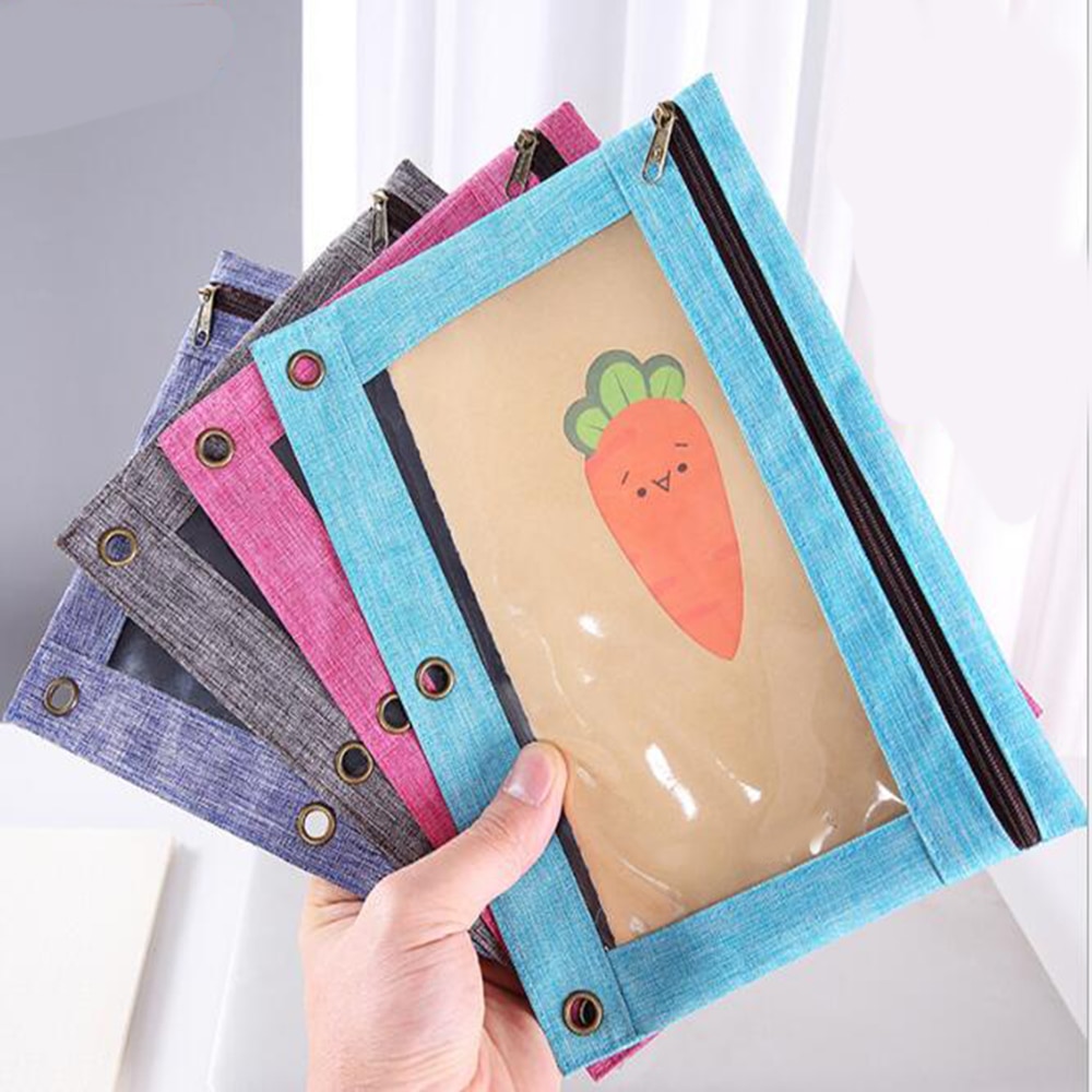 B5 PVC classeur fermeture éclair étui à crayons fichier facture reçu poche grande capacité maille reliure stylo sacs étui avec fenêtre transparente