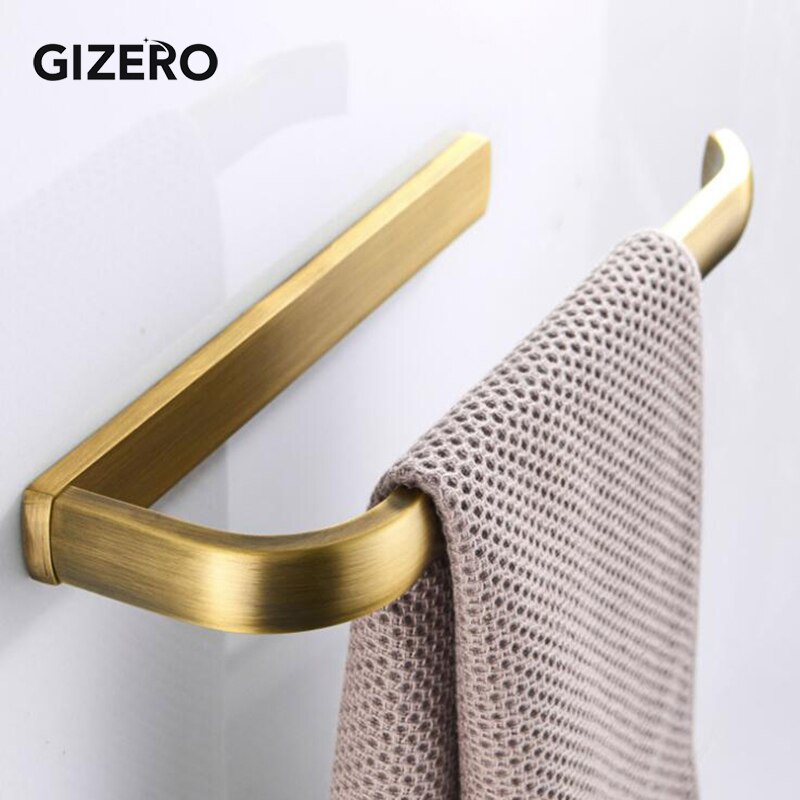 GIZERO Bathroom Towel Rack Solid Brass Towel Bar Antique/Chrome/Brush/Golden Towel Holder Hanger Wall Mounted ZR2225